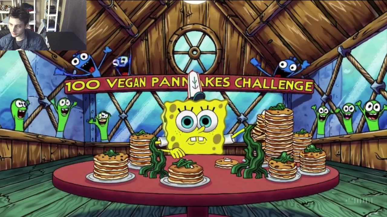 Outtake #3086 Of SpongeBob SquarePants Attempts Vegan Pancakes Eating Challenge Fake Funny Parody