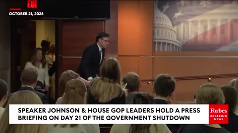 Speaker Johnson Lambasts Democrats As Government Shutdown Hits Day 21
