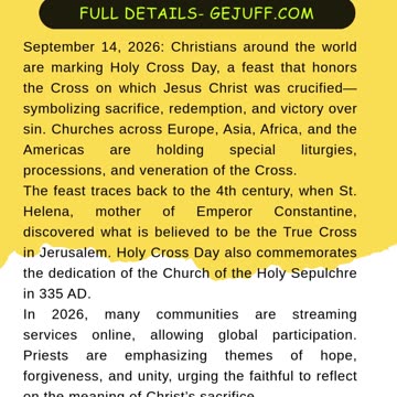 Holy Cross Day 2026 Global Christian Celebration September 14 News Update #usafestival