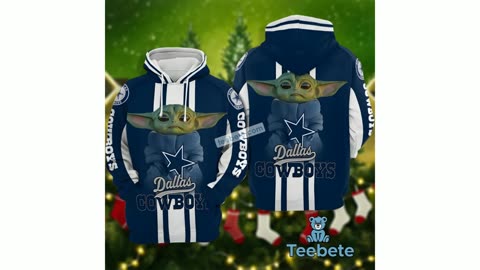 Dallas Cowboys Grogu Star Wars Blue White 3D Youth Hoodie