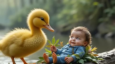 Duck saves the baby from shark.