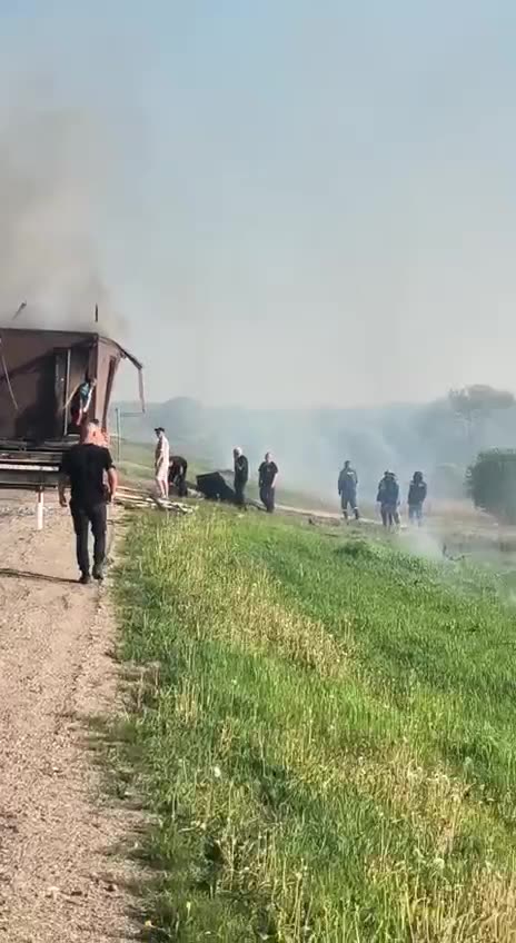 Russian Civilians Enter Burning Trailer Previously Seen Launching Dozens