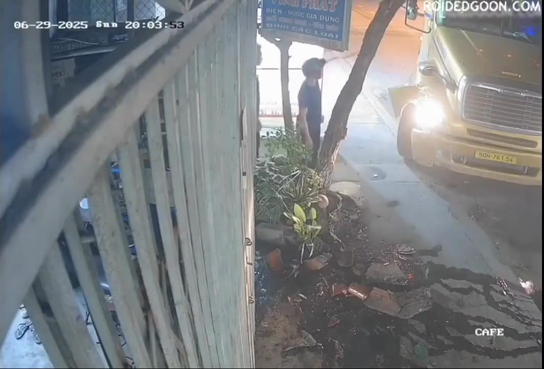 Truck Almost Kills Masked Asian Pedestrian Woman (1)