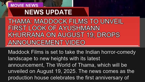 Thama Maddock Films to Unveil First Look of Ayush