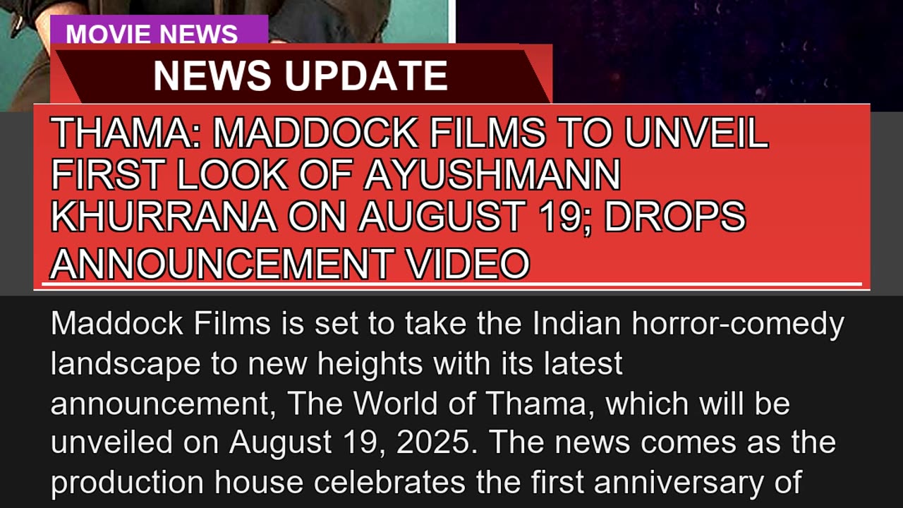 Thama Maddock Films to Unveil First Look of Ayush