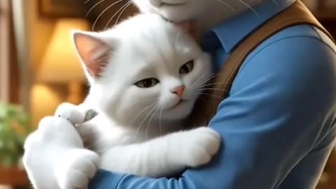 cute cat dad mom kitten verry sad