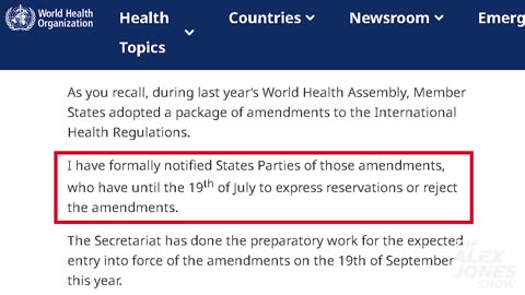 WHO Medical Tyranny Amendment Set To Drop 7/14/25