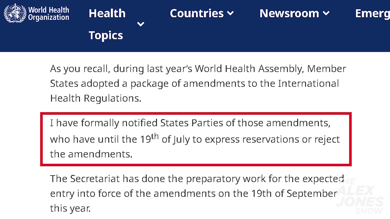 WHO Medical Tyranny Amendment Set To Drop 7/14/25