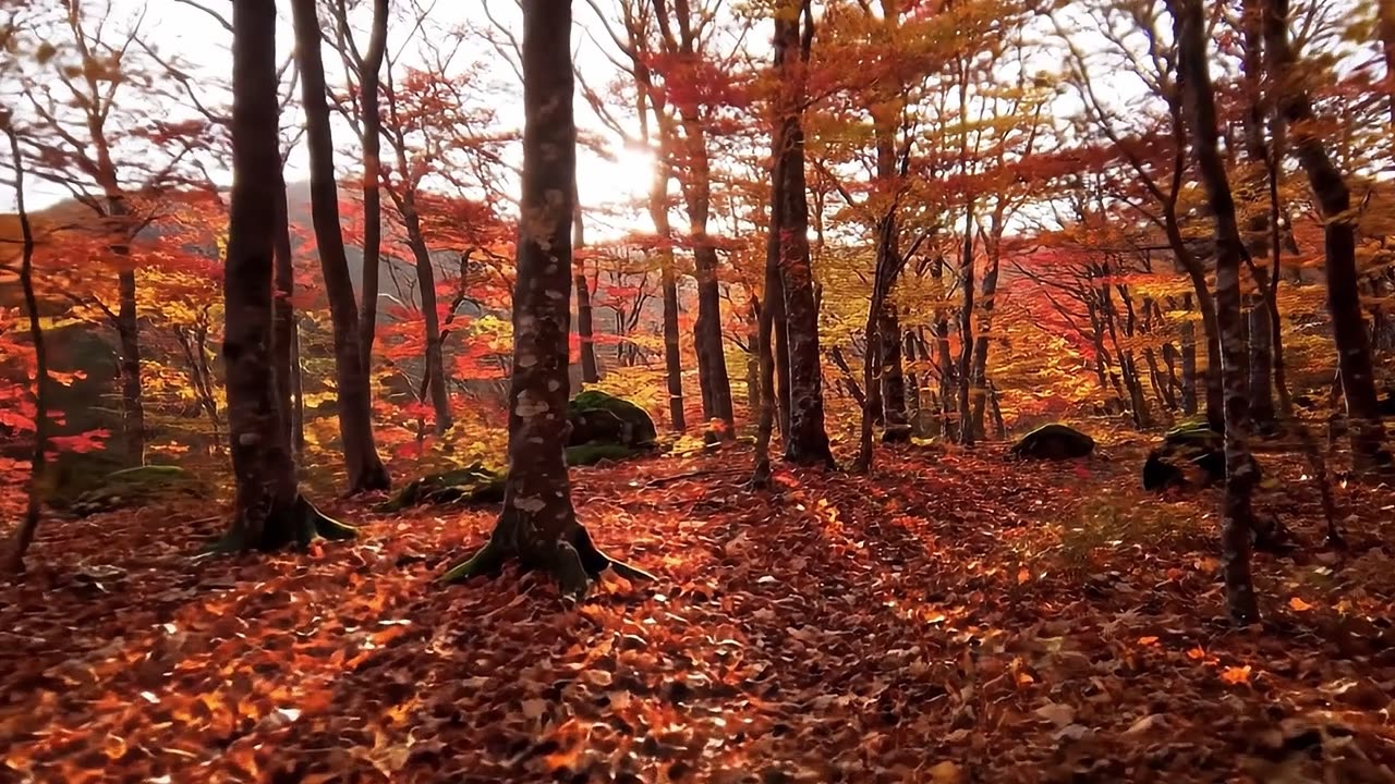Walking in the woods in Fall High Quality B Roll
