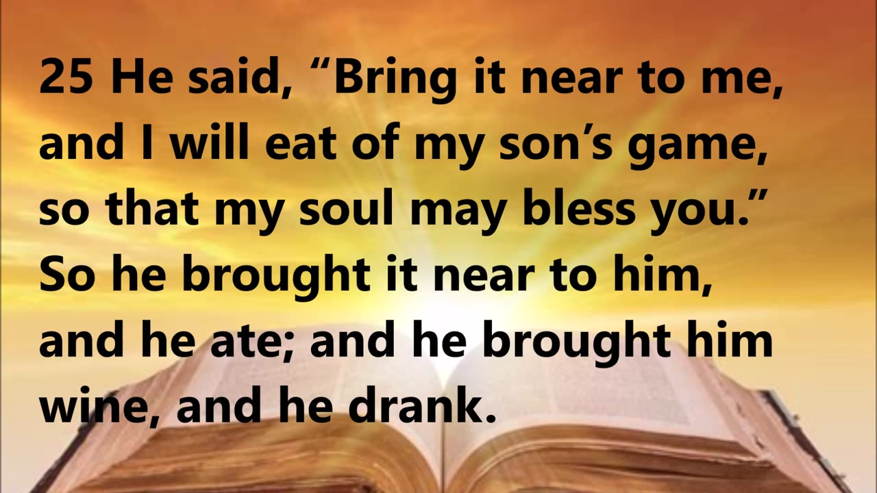 Jacob lies to his father, pretending to be Esau.