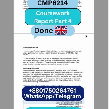 Student Work (Report)| CMP6214 Part 4 LearnAnywhere App Final UX Evaluation | Birmingham University