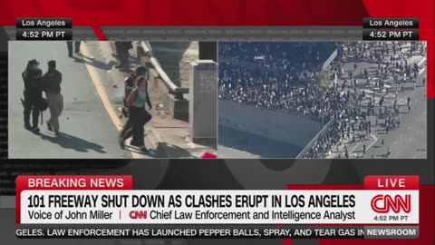 California Highway Patrol makes mass arrests to clear rioters off the 101 freeway in DTLA