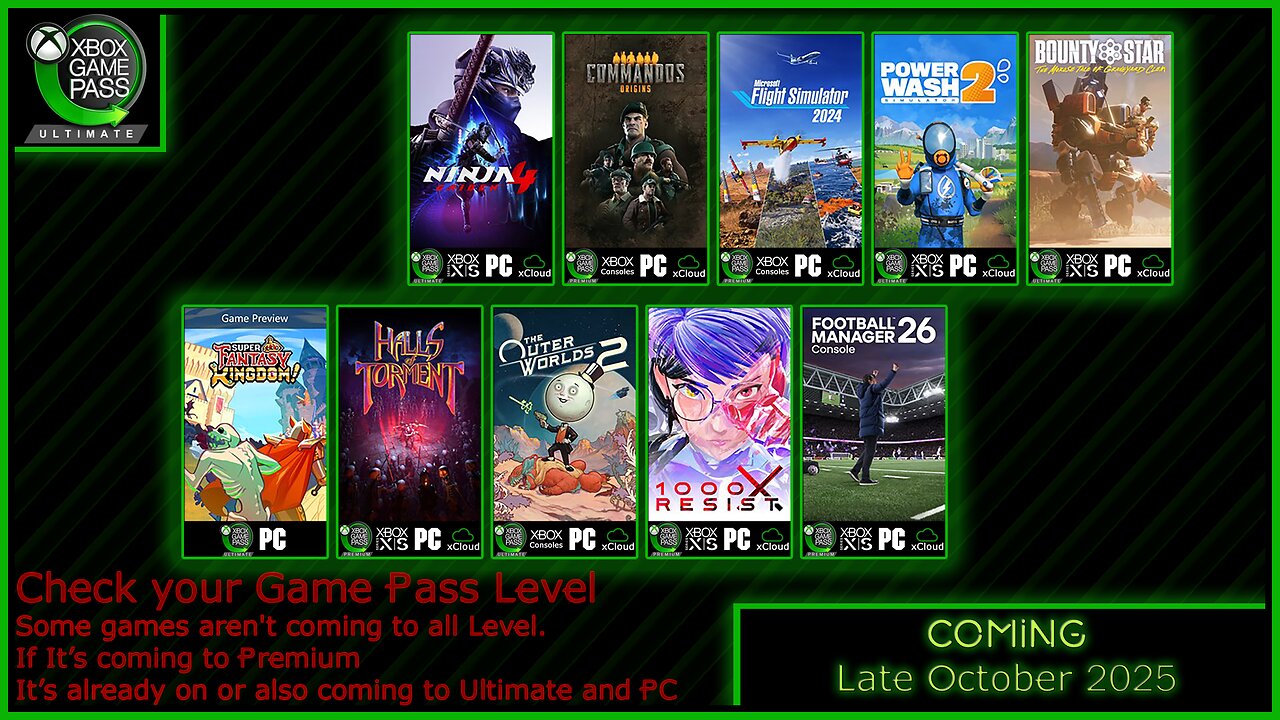 Coming to Xbox Game Pass Late October 2025