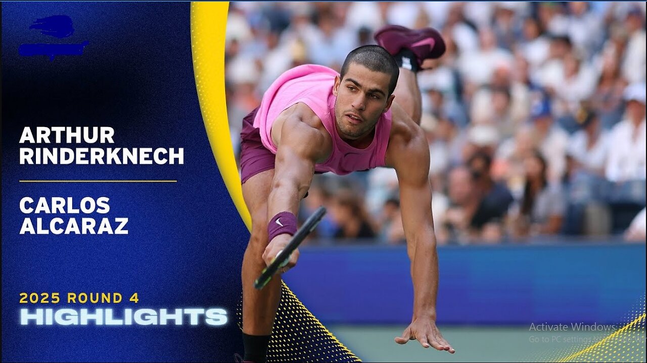 Arthur Rinderknech vs. Carlos Alcaraz Highlights | 2025 US Open Round 4