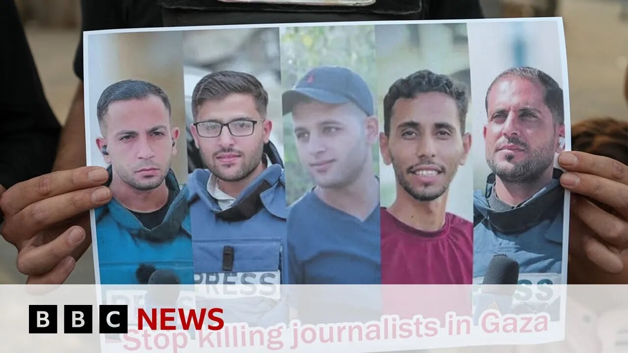 Protests over Israel's killing of journalists in Gaza | BBC News