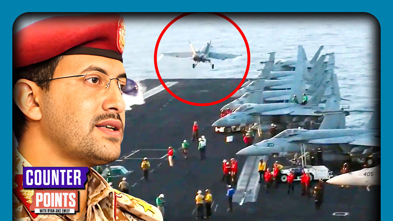 US Jet FALLS OFF Ship Dodging Houthi Strike