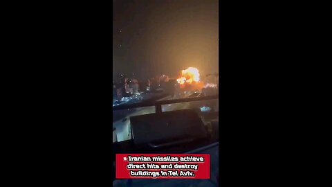 Iranian missiles achieve direct hits and destroy buildings in Tel Aviv.