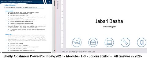 Shelly Cashman PowerPoint 365/2021 | Modules 1-3: SAM Capstone Project 1b | Jabari Basha Update 2025