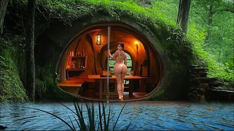 Tranquil Haven: Escape to a Hobbit Hideaway by the Water. #watersounds #villagerain #villagelife