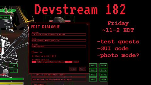 Synthnostate Devstream 182 - test quests, GUI code, photo mode?