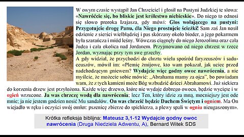 Mateusz 3,1-12 Wydajcie godny owoc nawrócenia