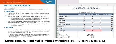 Illustrated Excel 2019 | Module 2: SAM Project 1a | Missoula University Hospital (Update 2025)