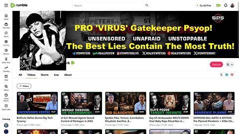 Psyop Stew Peters www.old.BitChute.com Ray Vahey Defies Zionist Big Tech Tyranny!