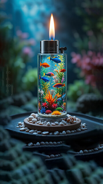 A Lighter That’s an Aquarium See the Magic Inside! 💫🐠 #aquarium #fishtank #uniquedesign #homedecor