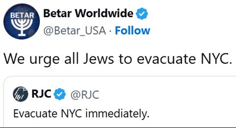 Jews are Urged to Leave NY, We all know what comes next