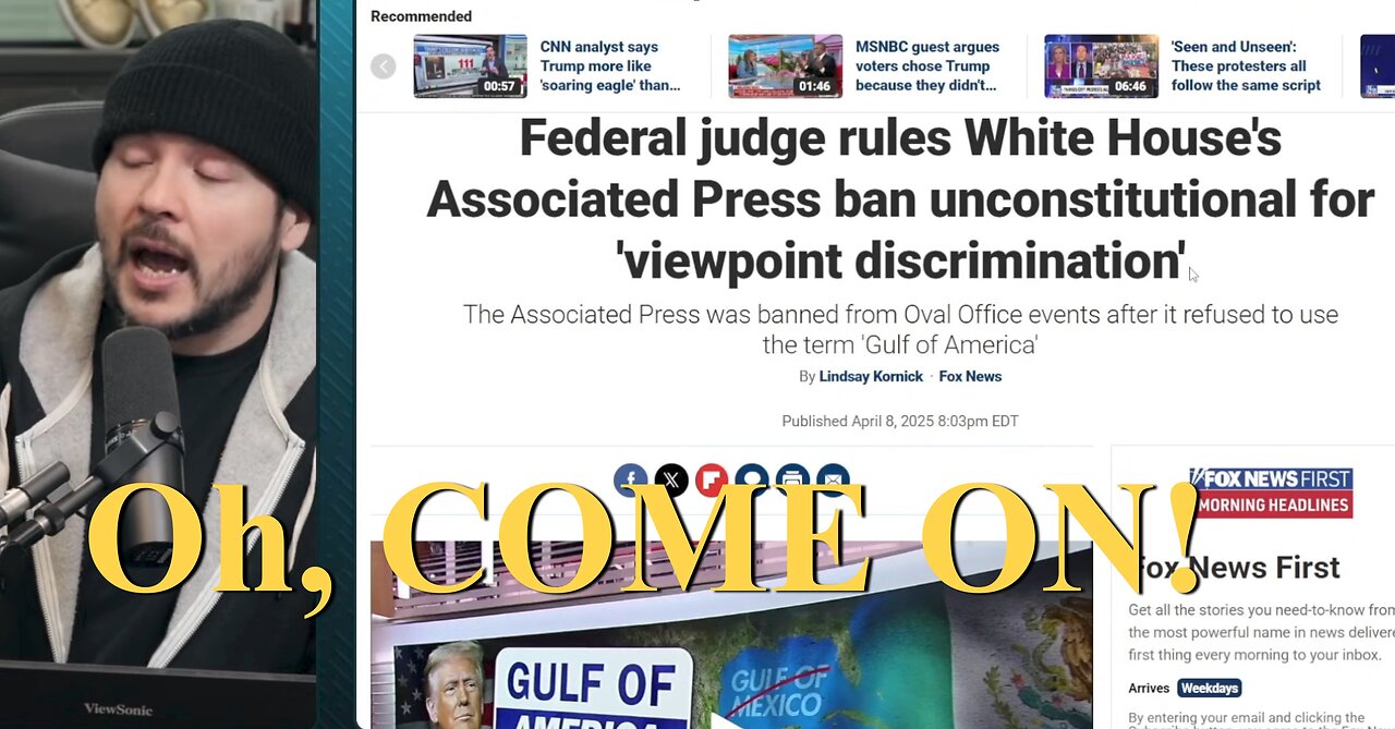 Tim Pool WHINES about Judge's ruling. Associated Press Ban UNCONSTITUTIONAL!