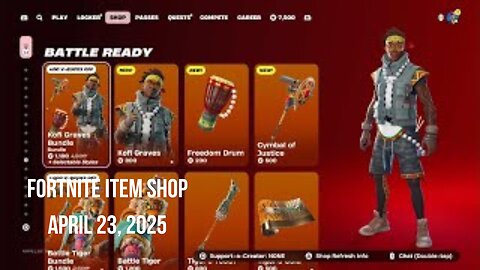 Fortnite Item Shop|April 23, 2025(*New* Kofi Graves Bundle & Kicks)