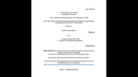 Trial Date set 3rd, 4th, 5th November. Runcorn and Helsby.