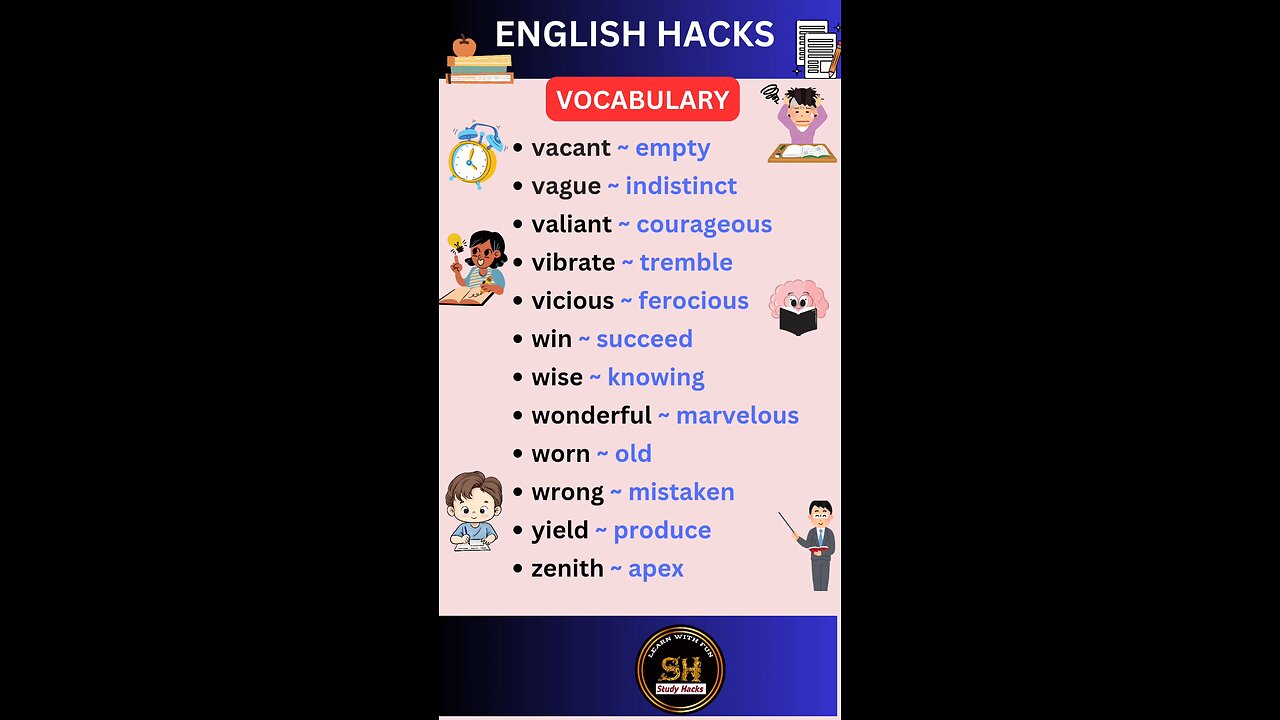 Most important daily use vocabulary for exam 2025 06 #studyhacks123 #vocabulary #english #shorts