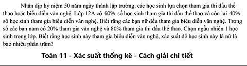 Toán 11: Nhân dịp kỷ niệm 50 năm ngày thành lập trường, các học sinh lựa chọn tham gia thi đấu thể