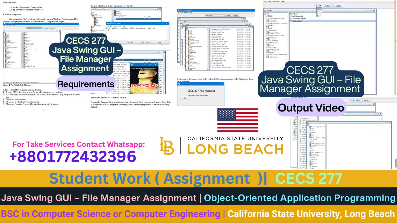 Student Work(Assignment)|CECS 277 Student Task–Java File Handling Application Work Video |CSULB