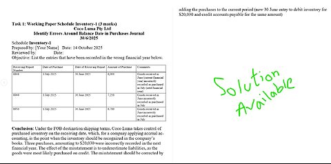 ACCT7103 Case Study | Case Study on Audit Planning and Testing | Sem 2, 2025 | Coco Luma Pty Ltd