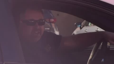 MAGA Shrek subjects fellow motorist to slur during Orange County (CA) meltdown