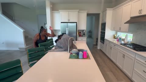 SLEEPING On My MOM KITCHEN COUNTER After FOOTBALL PRACTICE *SHE WENT OFF*