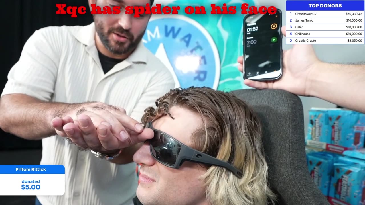 Mr Beast and Adin Ross put a spider on XQC