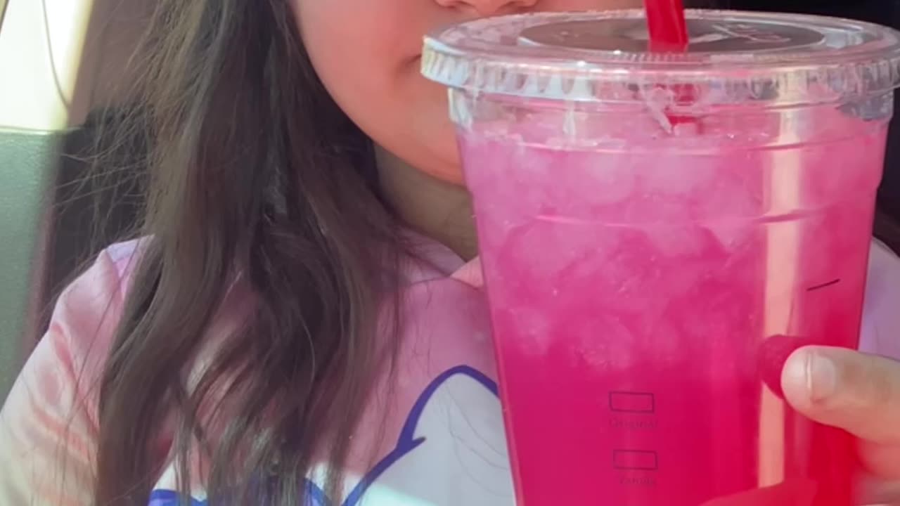 Trying the new chick fil a pineapple dragonfruit lemonade