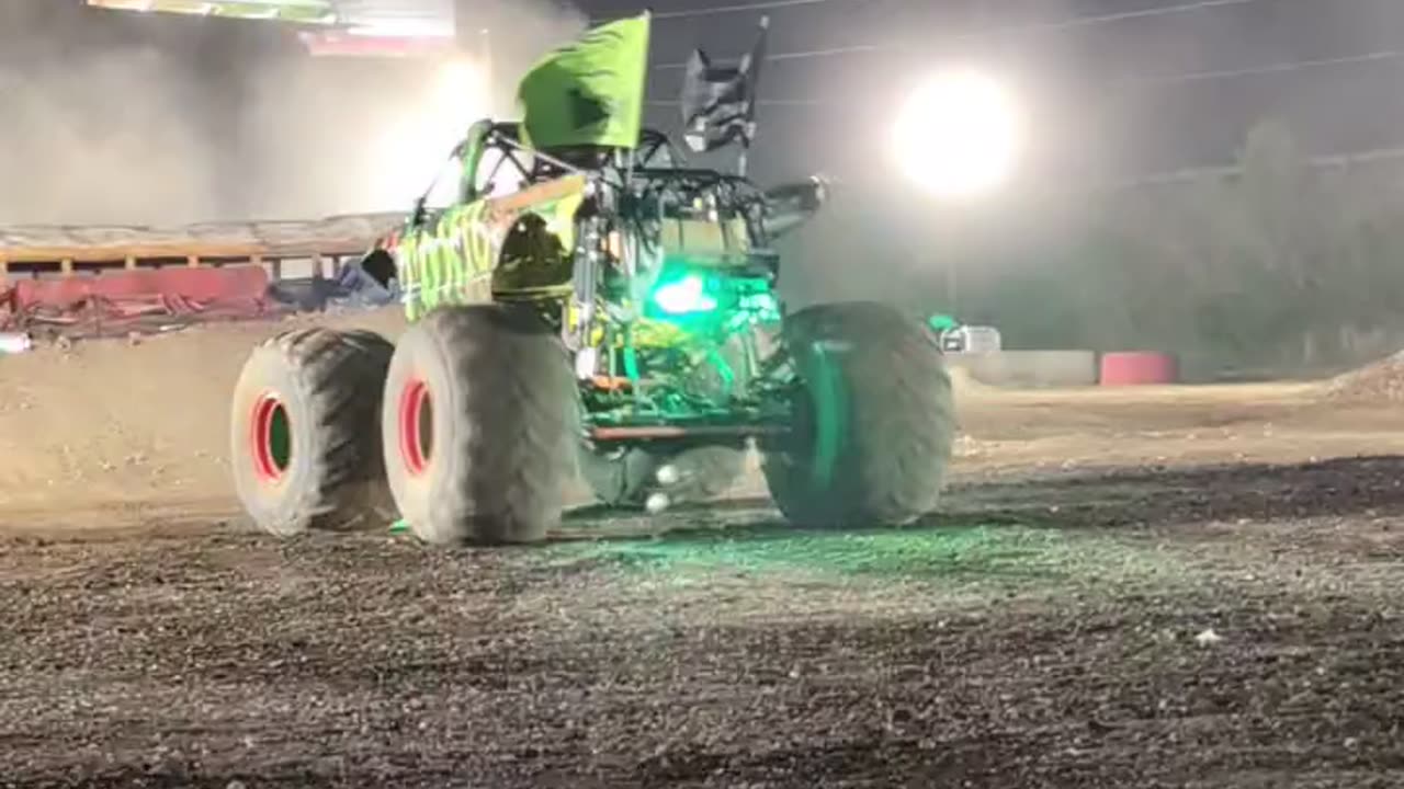 Monster Truck Jumping a School Bus Backwards