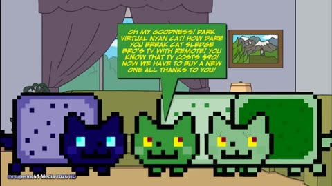 Dark Virtual Nyan Cat Throws the Remote at Cat Sledge Bro's TV/Grounded