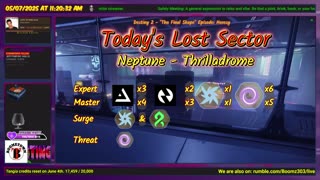 Destiny 2: 5-7-25 Thrilladrome is the Lost Sector. Arc/Strand Surge.