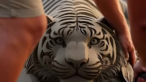 Time Lapse Tiger Sand Sculpture Is Amazing