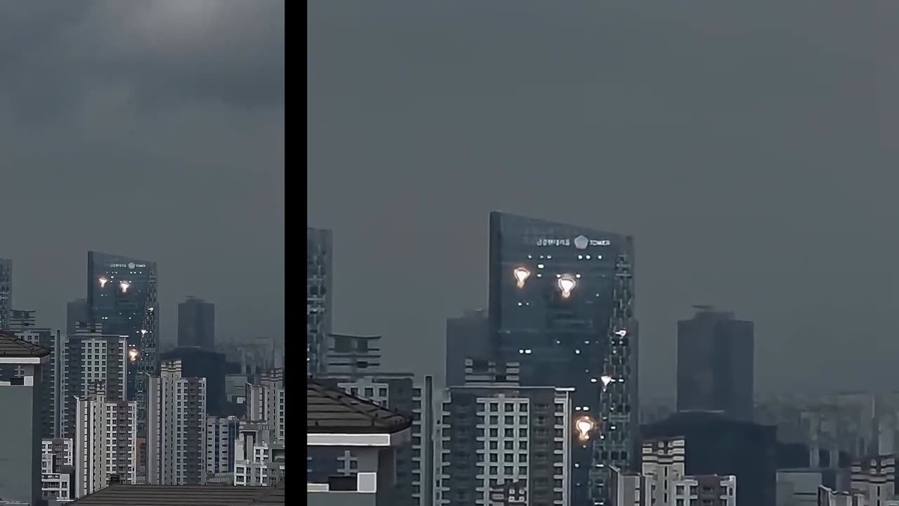 De nombreuses lumières vives sont apparues près des tours ! OVNI