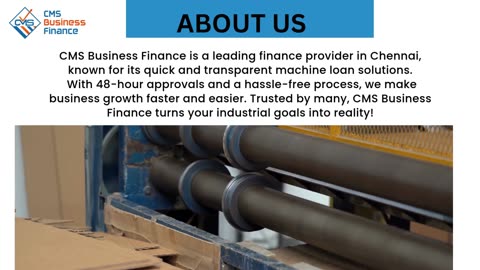 “Want Reliable Machine Loans in Chennai? How CMS Business Finance Ensures Fast and Easy Approval!”