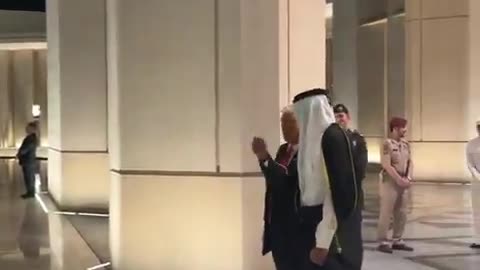 President @realDonaldTrump and the Emir of Qatar watch a sword dancing