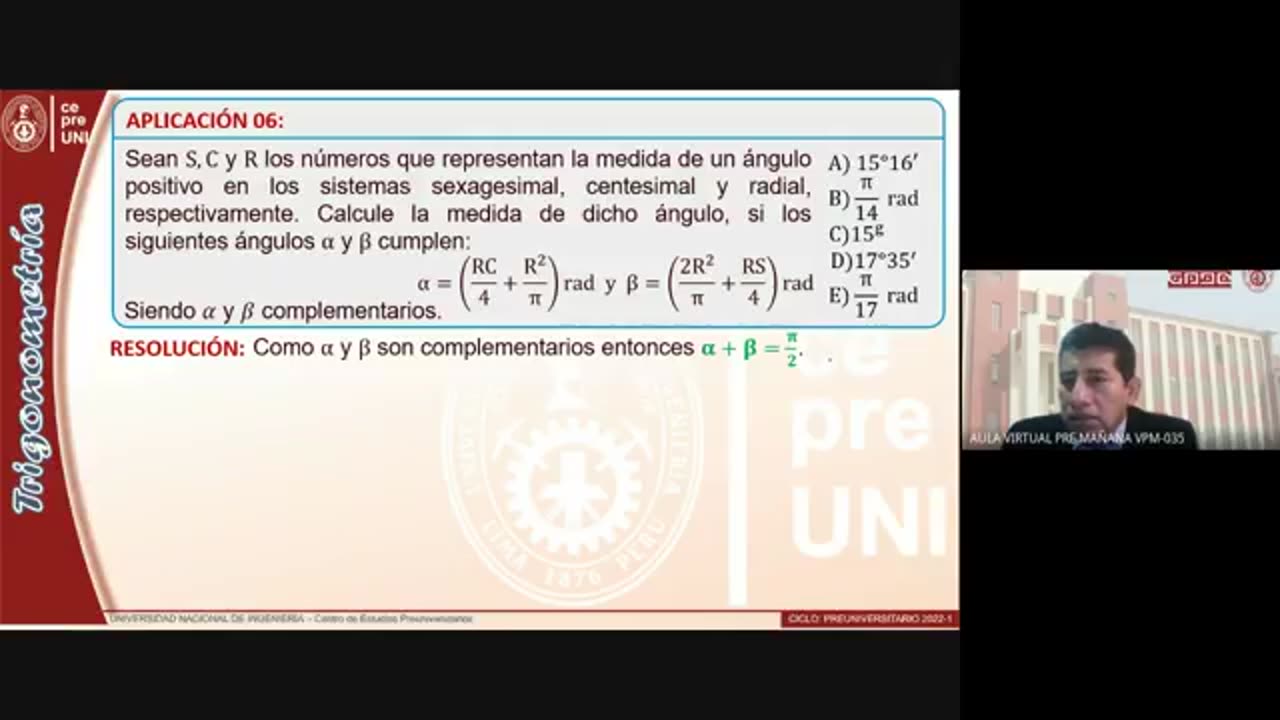 CEPRE UNI 2022 - 1 | Semana 01 | Trigonometría S1
