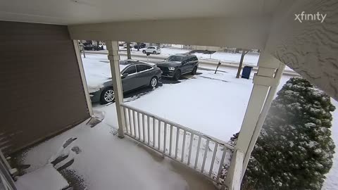 Car Slides Off Road and Hits Mailbox