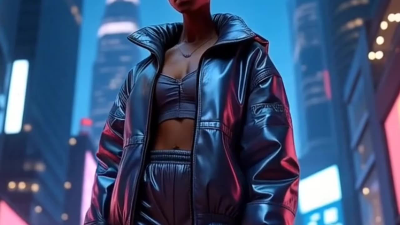 Neon Dreams: Futuristic Fashion in a Glowing Cityscape